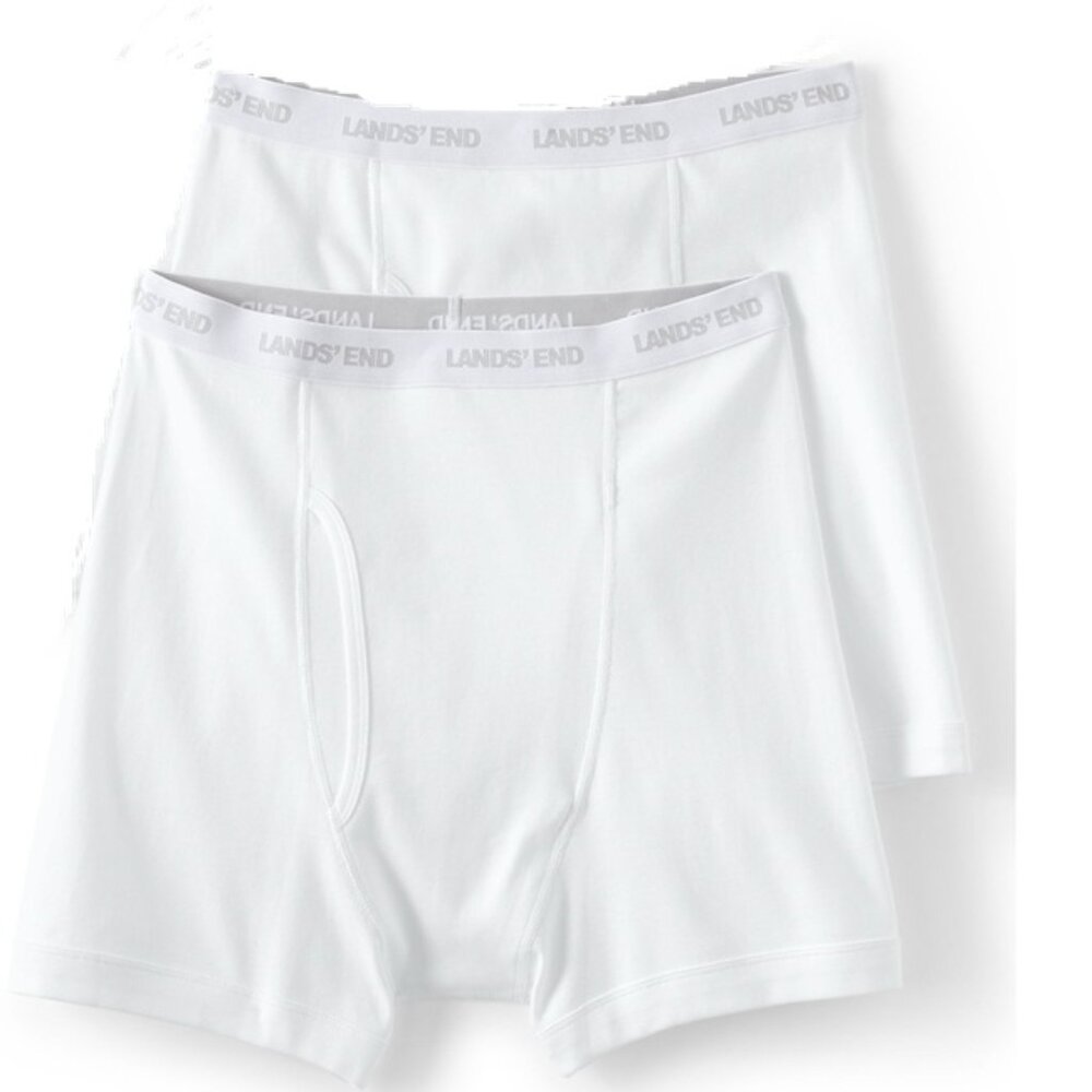 Land' End Men's Knit Boxer Briefs 3 Pair XL, 2 White, 1 Navy